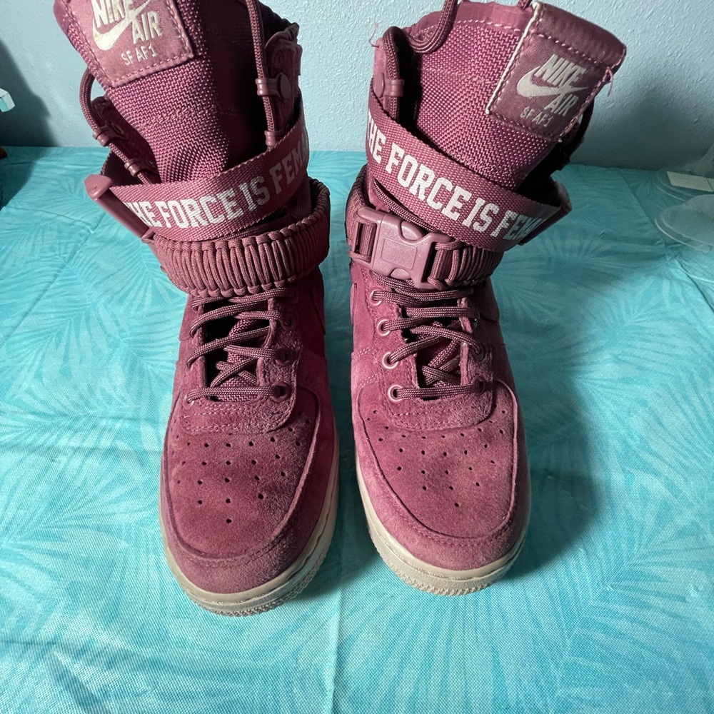 Nike SF AF1 High Top Burgundy Sneakers